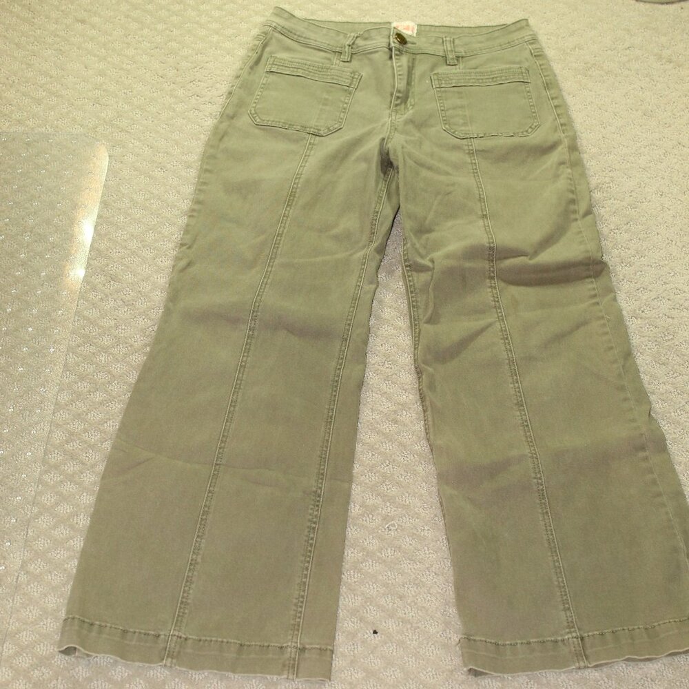 Gianni Bini Juniors 13 Olive Green Mid Rise Wide Leg Pants